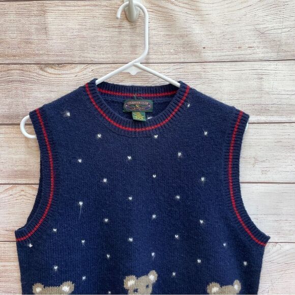 VINTAGE CHARTER CLUB WOOL TEDDY BEAR VEST‎ - Picture 2 of 5